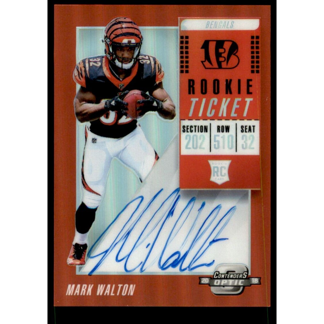 2018 Panini Contenders Optic Red #131 Mark Walton AU/149. rookie card picture
