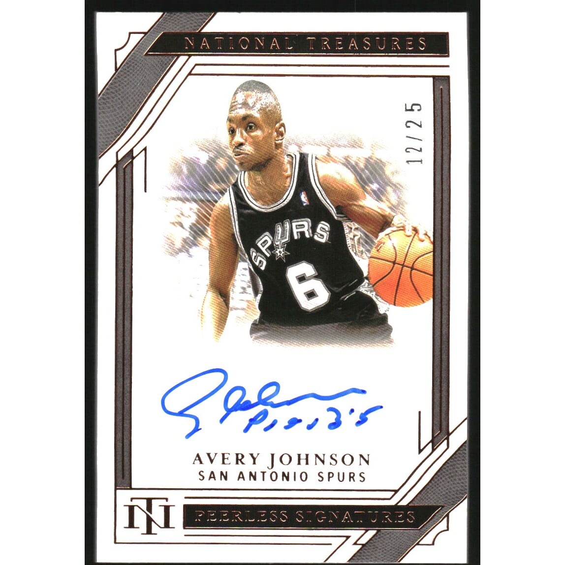 2020-21 Panini National Treasures Peerless Signatures Bronze #22 Avery Johnson/25. rookie card picture