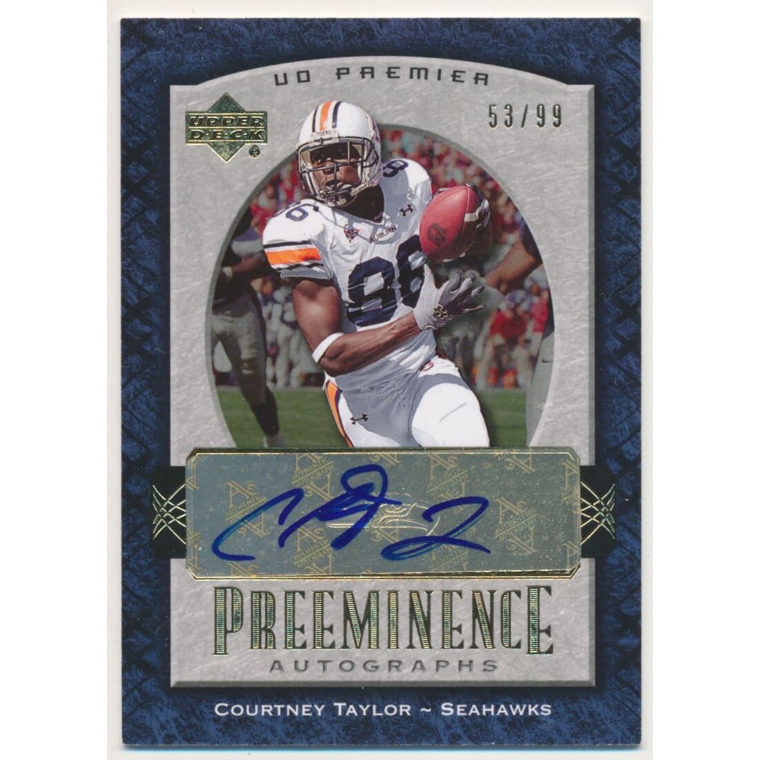 2007 Upper Deck Premier Preeminence Autographs Gold #PRECT Courtney Taylor. rookie card picture
