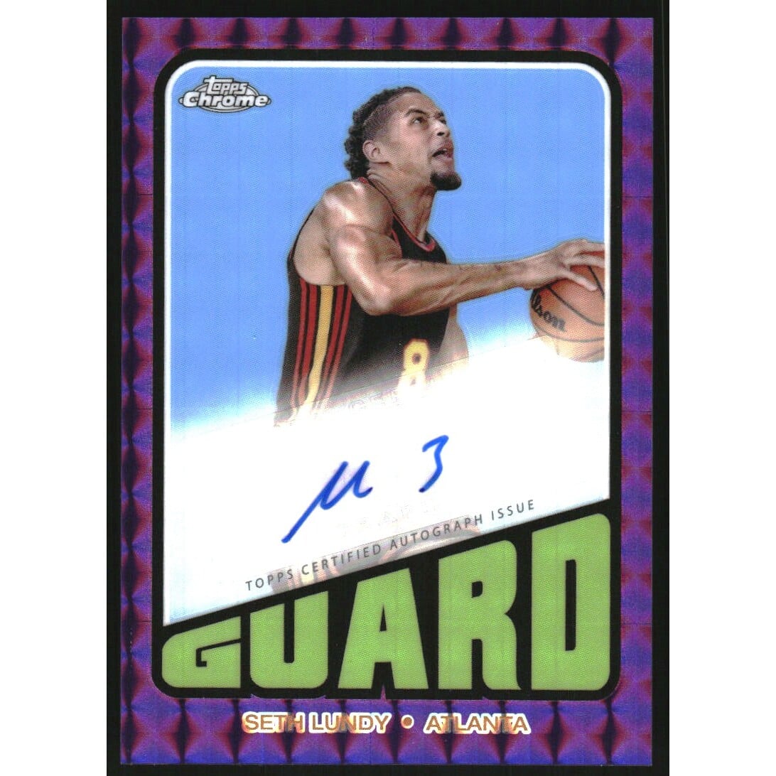 2023-24 Topps Chrome '72 Topps Autographs Purple Geometric Refractors #TASL Seth Lundy. rookie card picture