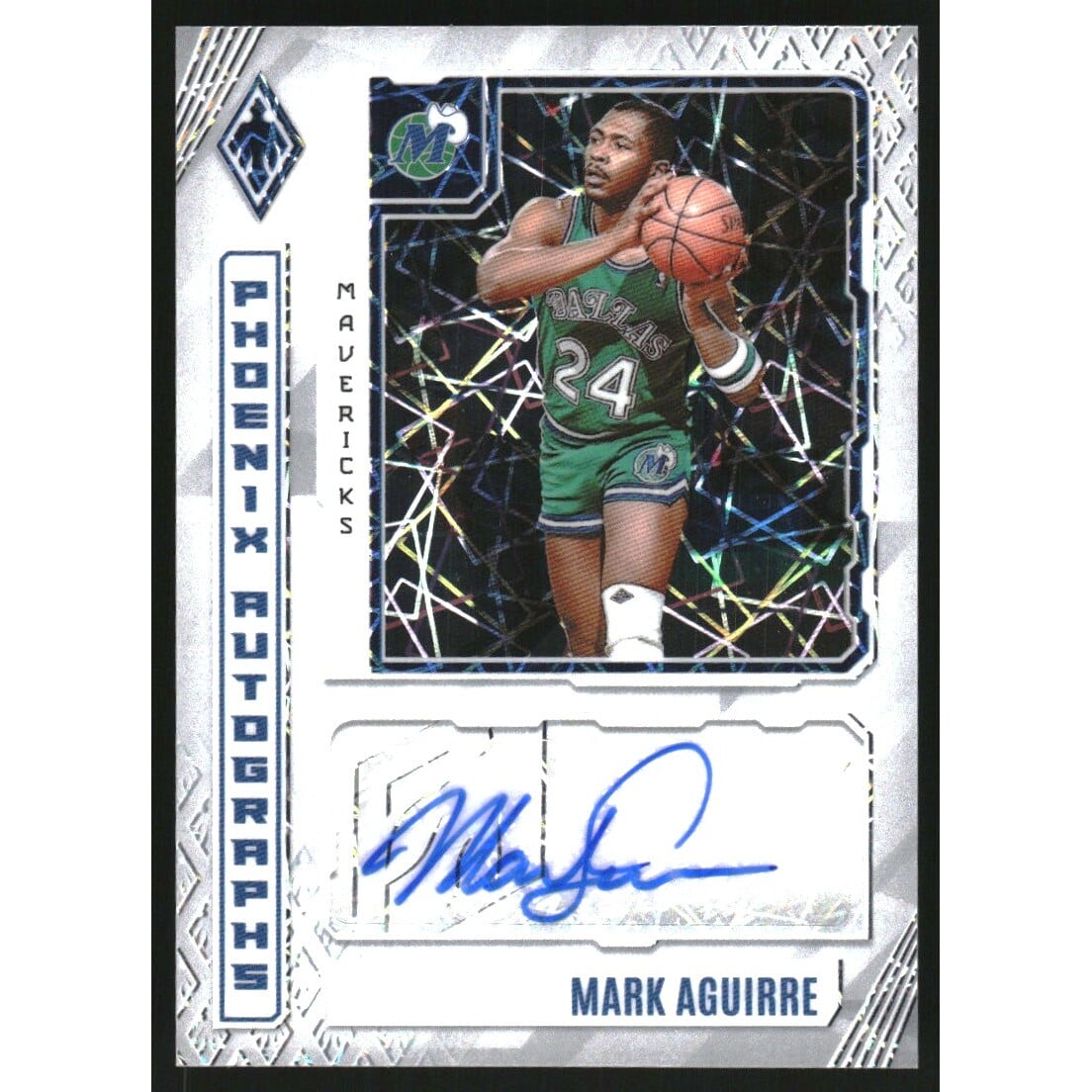 2023-24 Panini Phoenix Autographs Phoenix White Lazer #12 Mark Aguirre/99. rookie card picture