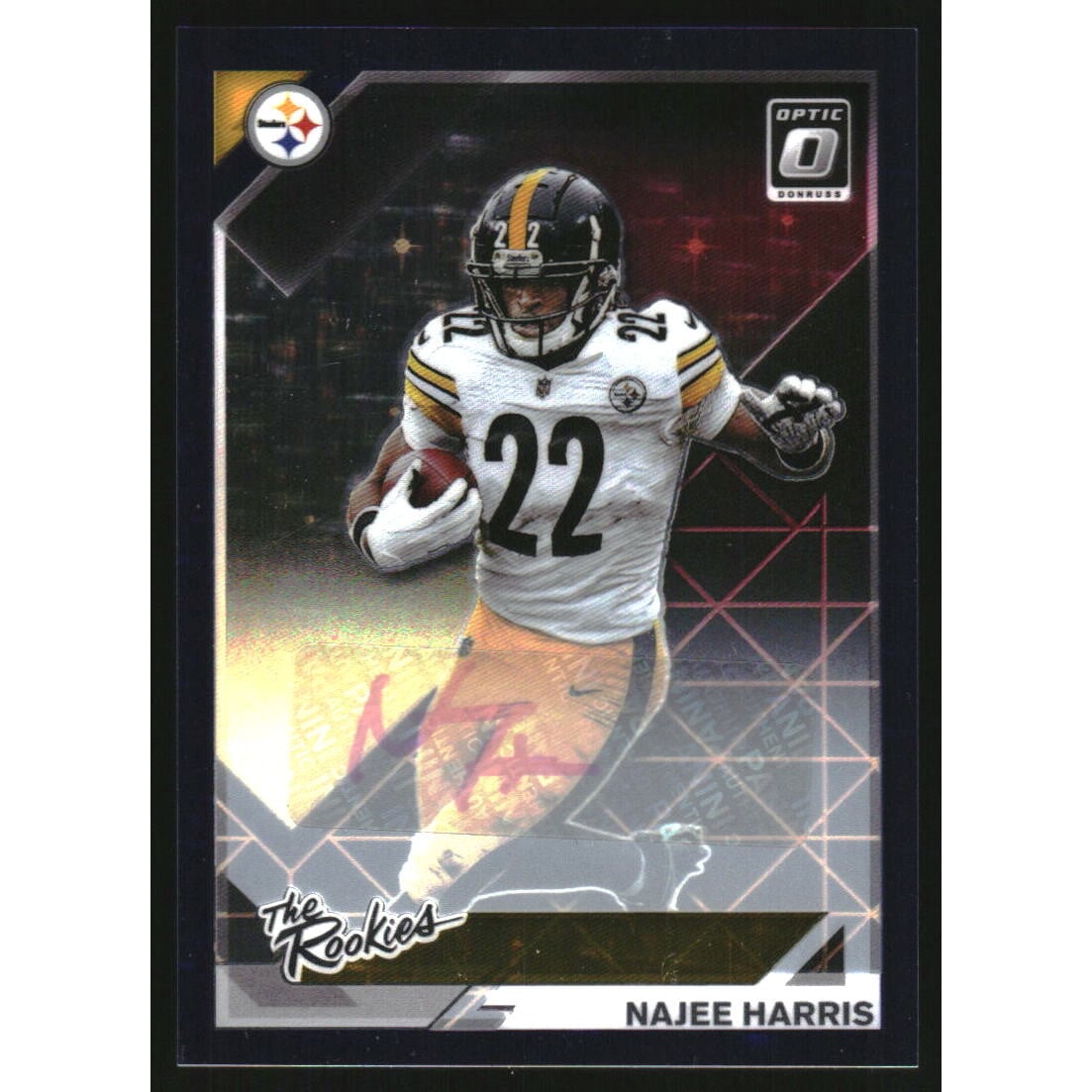 2021 Donruss Optic The Rookies Autographs Purple Stars #11 Najee Harris. rookie card picture