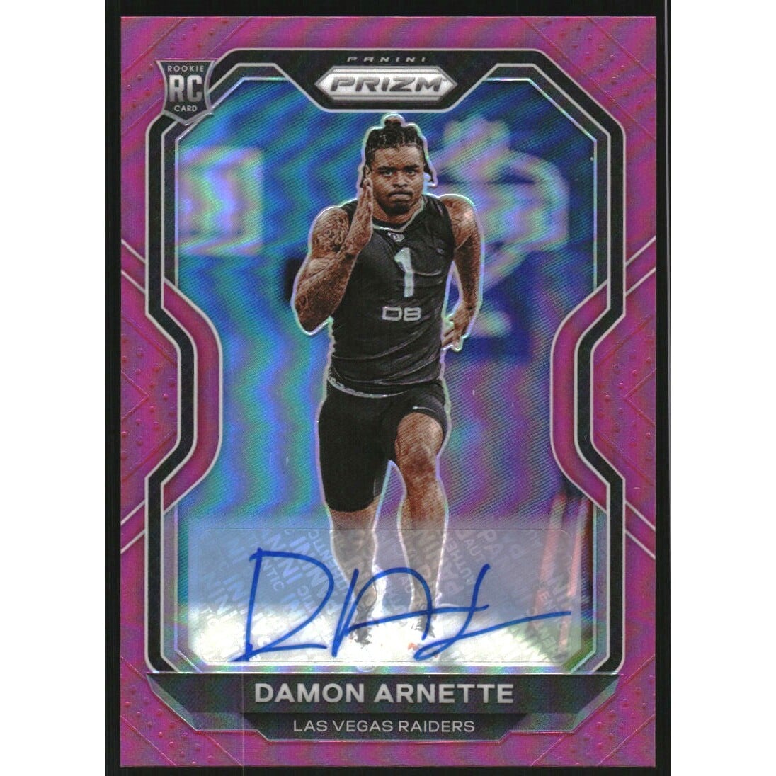 2020 Panini Prizm Rookie Autographs Prizms Pink #375 Damon Arnette. rookie card picture