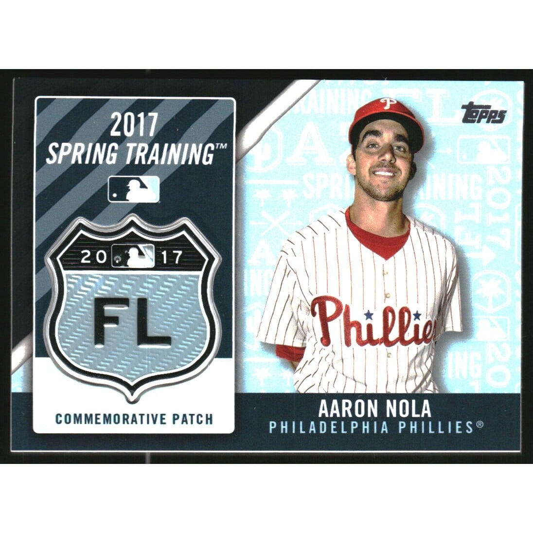 2017 Topps Spring Training Logo Patch #MLBSTAN Aaron Nola. rookie card picture