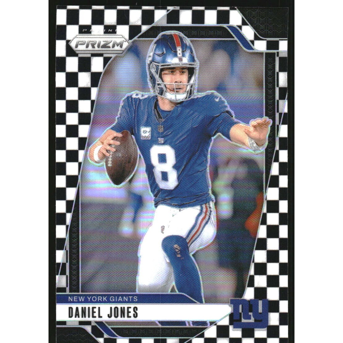 2024 Panini Prizm Prizms Black and White Checker #212 Daniel Jones. rookie card picture