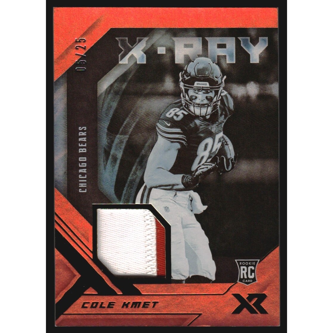 2020 Panini XR X-Ray Swatches Orange #25 Cole Kmet. rookie card picture