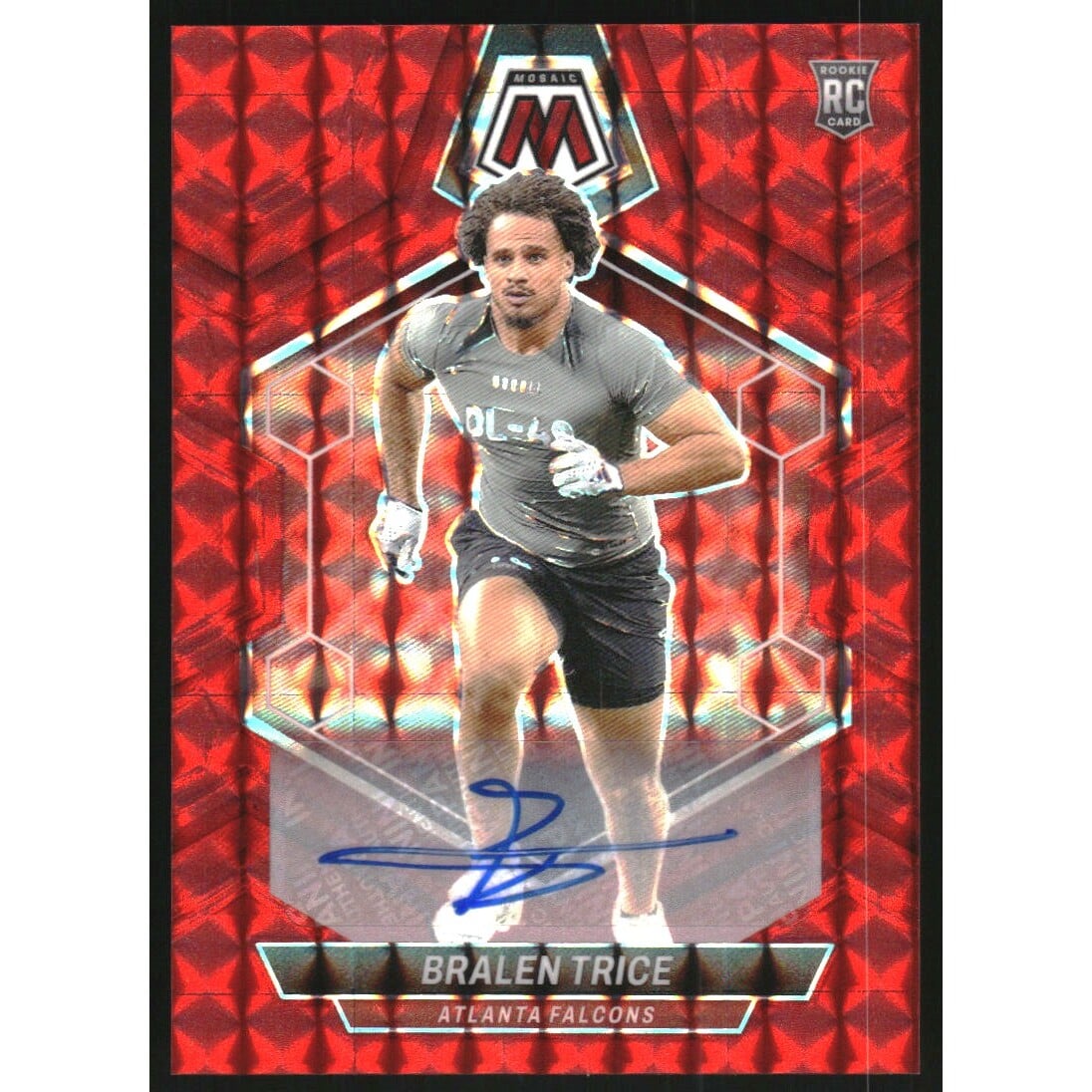 2024 Panini Mosaic Rookie Autographs Mosaic Red #363 Bralen Trice. rookie card picture