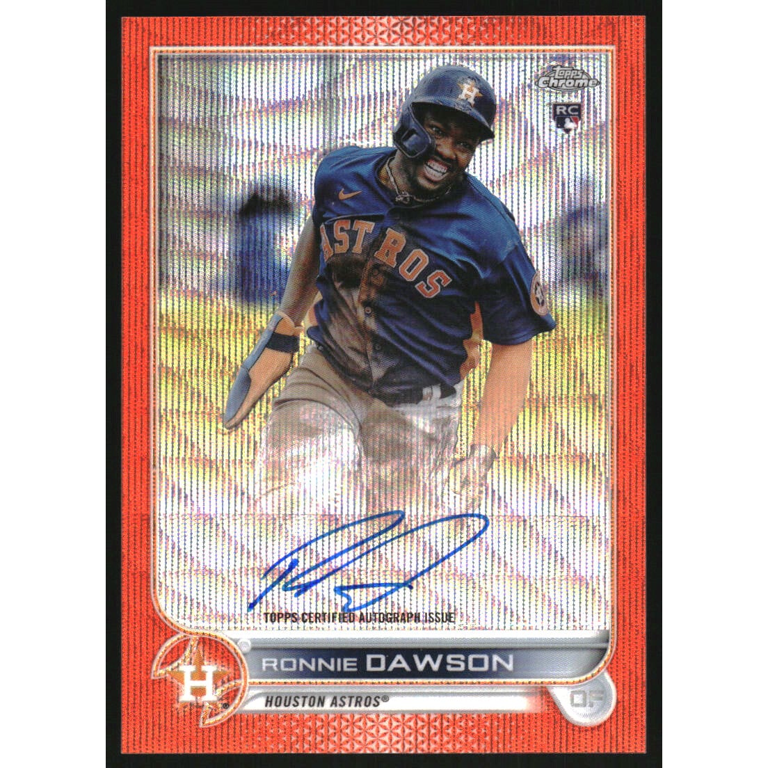 2022 Topps Chrome Rookie Autographs Orange Wave Refractors #RARDA Ronnie Dawson. rookie card picture