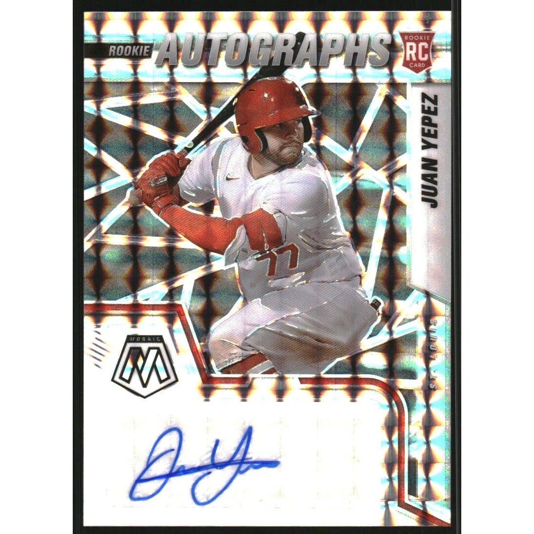 2022 Panini Mosaic Rookie Autographs Mosaic #61 Juan Yepez. rookie card picture