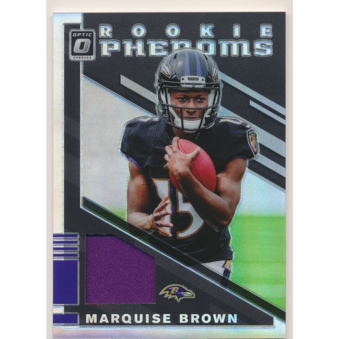 2019 Donruss Optic Rookie Phenoms Jerseys #RP12 Marquise Brown. rookie card picture