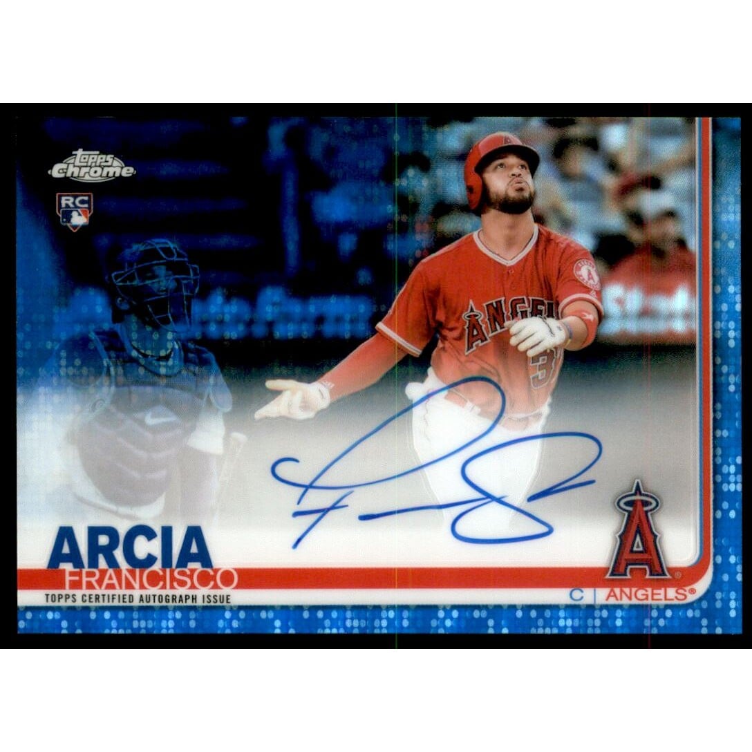 2019 Topps Chrome Rookie Autographs Blue Refractors #RAFA Francisco Arcia. rookie card picture