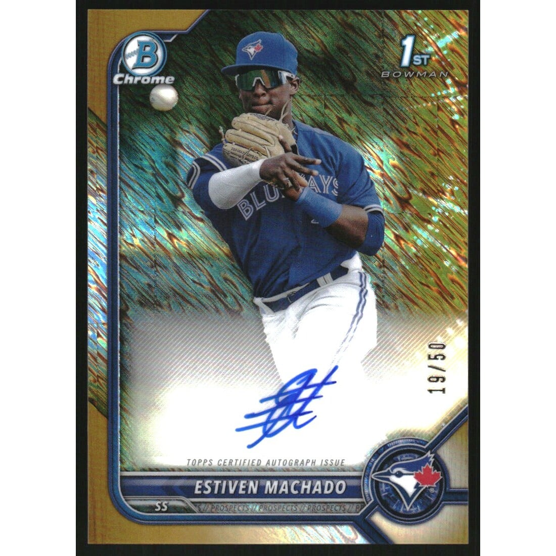 2022 Bowman Chrome Prospect Autographs Gold Shimmer Refractors #CPAEM Estiven Machado