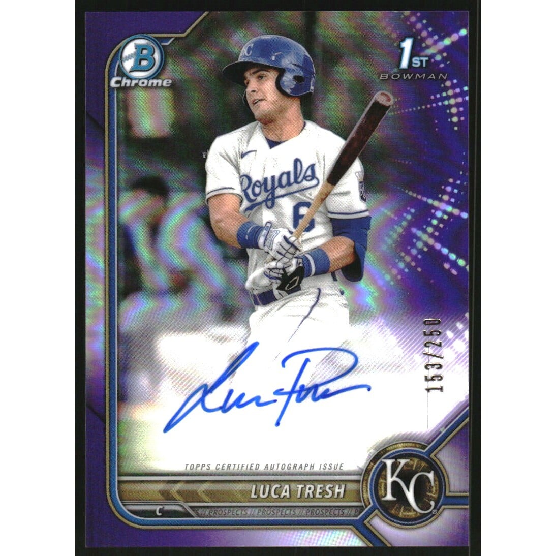 2022 Bowman Chrome Prospect Autographs Purple Refractors #CPALTS Luca Tresh. rookie card picture