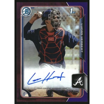2015 Bowman Chrome Draft Draft Pick Autographs Purple Refractors #BCALH Lucas Herbert