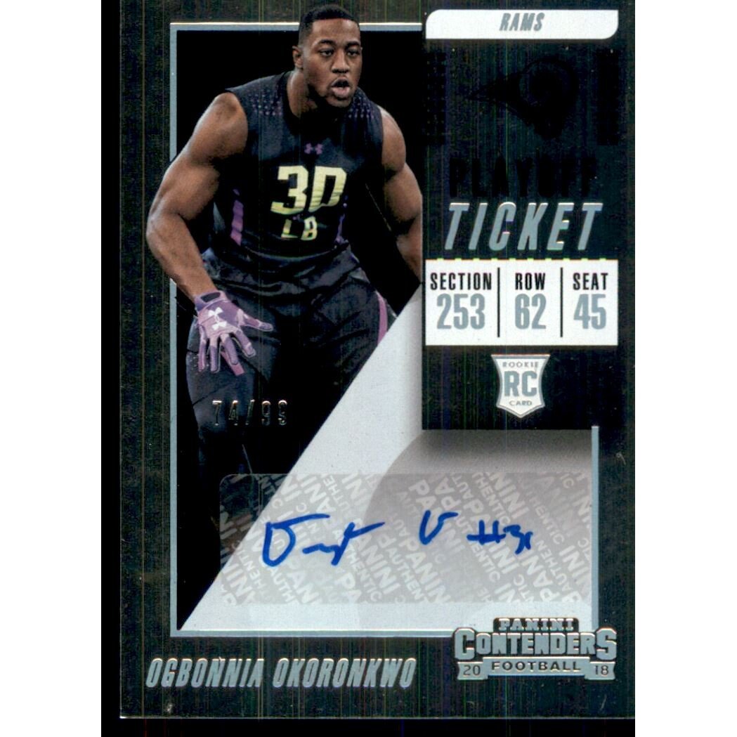 2018 Panini Contenders Playoff Ticket #229 Ogbonnia Okoronkwo AU/99. rookie card picture