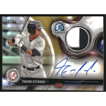 2018 Bowman Chrome Autograph Relics Gold Refractors #BCARTE Thairo Estrada