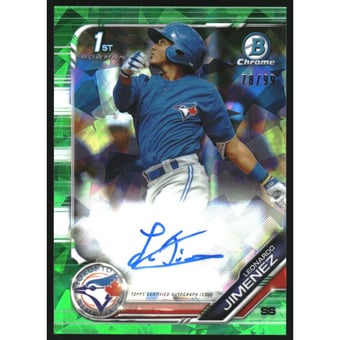 2019 Bowman Chrome Prospect Autographs Green Atomic Refractors #CPALJ Leonardo Jimenez