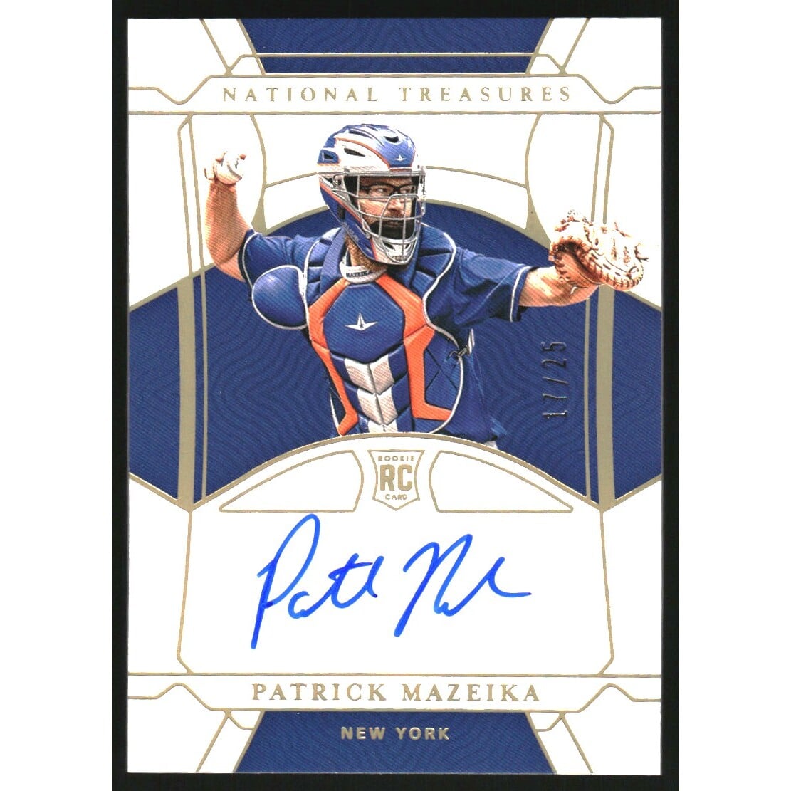 2022 Panini National Treasures Rookie Signatures Holo Gold #17 Patrick Mazeika. rookie card picture