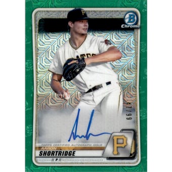 2020 Bowman Chrome Mega Box Prospect Autograph Green Refractors #BMAAS Aaron Shortridge