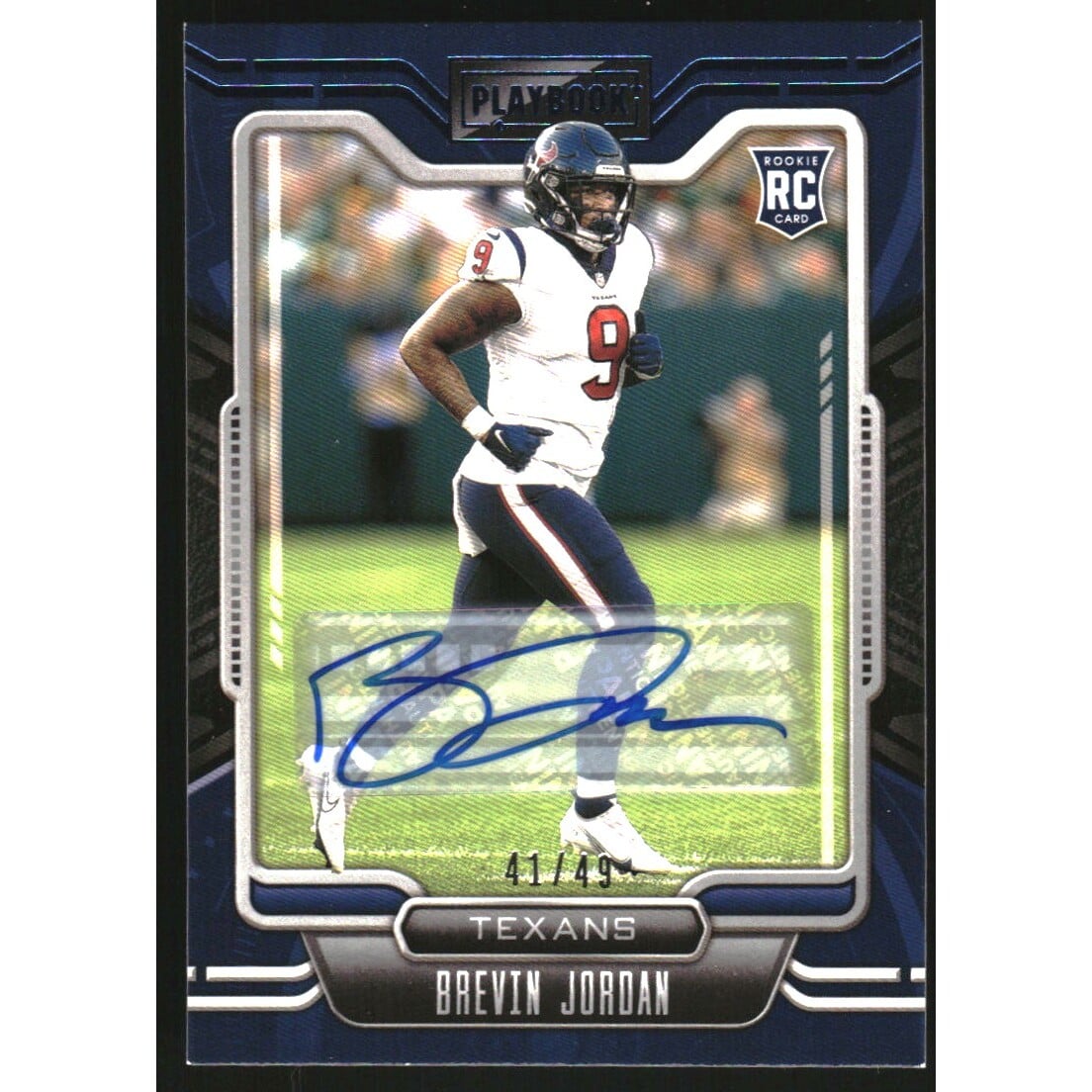 2021 Panini Playbook Rookies Signatures Blue #183 Brevin Jordan. rookie card picture