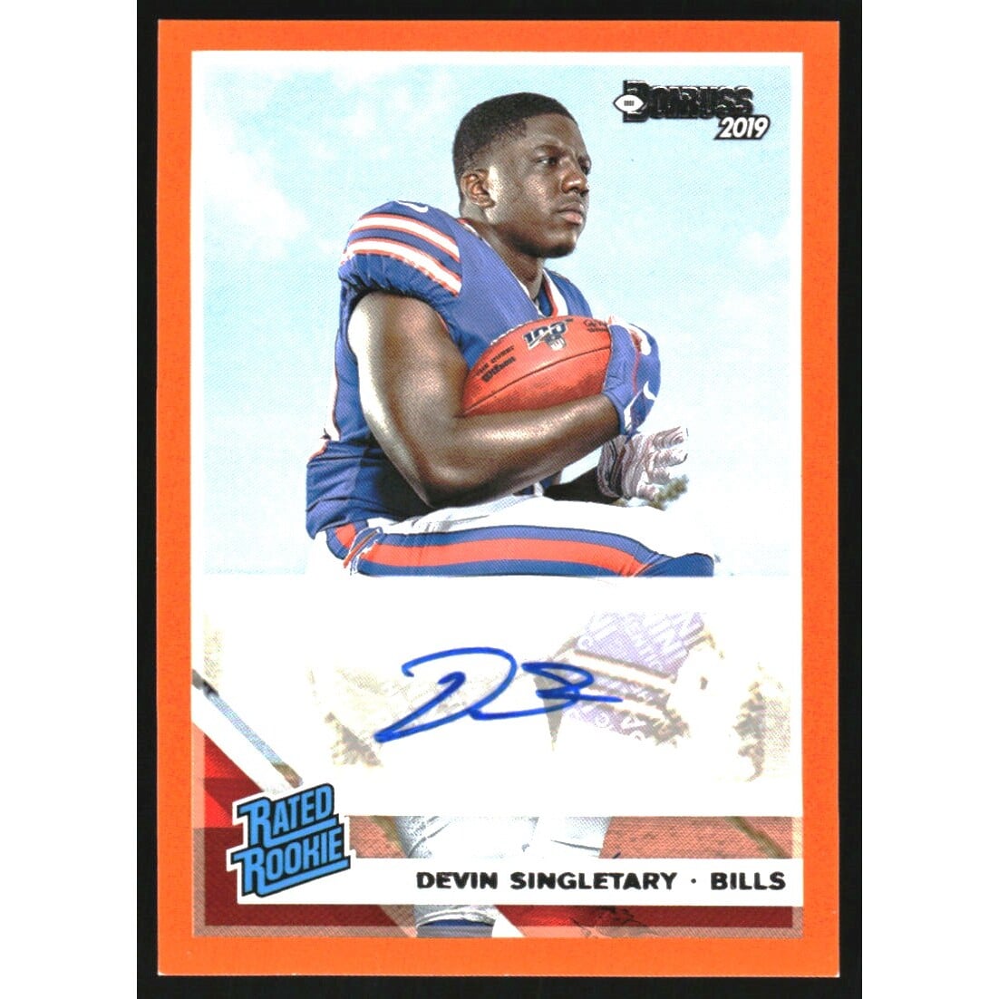 2019 Donruss Rated Rookies Autographs Orange #328 Devin Singletary. rookie card picture