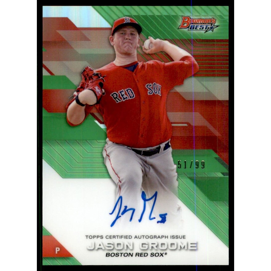 2017 Bowman's Best Best of '17 Autographs Green Refractors #B17JG Jason Groome. rookie card picture
