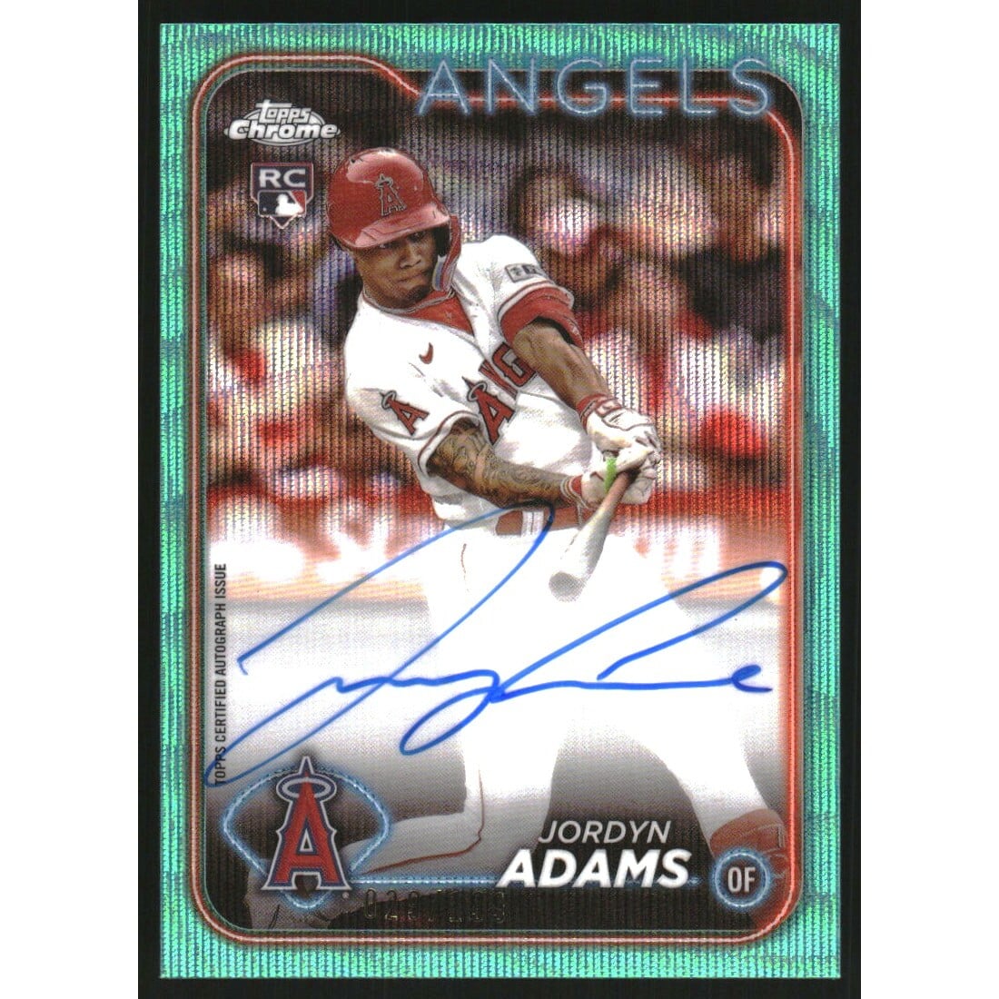 2024 Topps Chrome Rookie Autographs Aqua Wave Refractors #RAJA Jordyn Adams. rookie card picture
