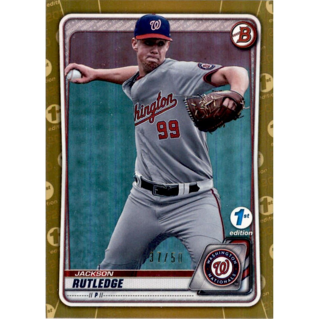 2020 Bowman Draft 1st Edition Gold Foil #BD177 Jackson Rutledge. rookie card picture