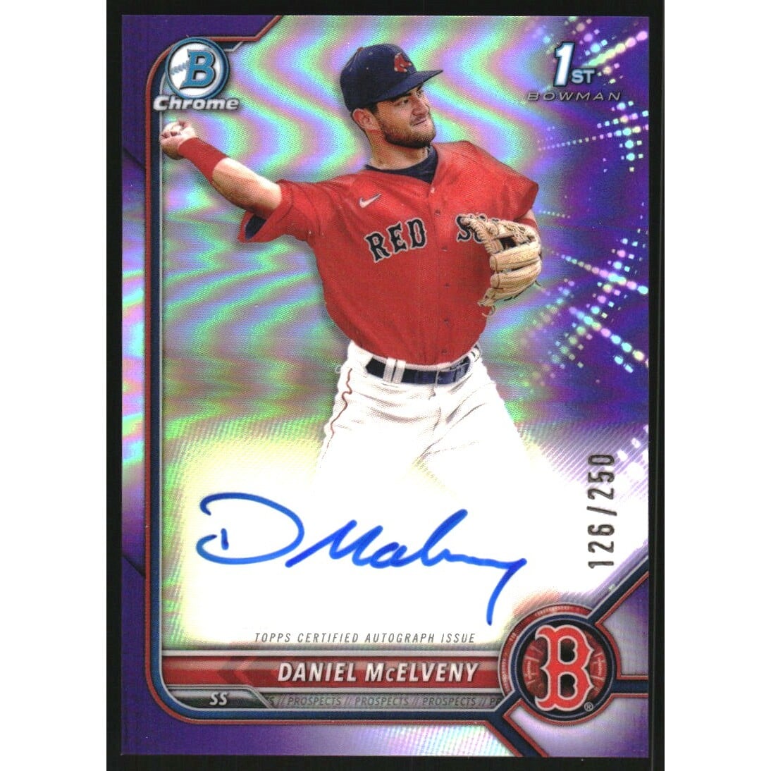 2022 Bowman Chrome Prospect Autographs Purple Refractors #CPADMY Daniel McElveny