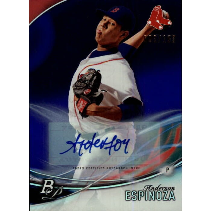 2016 Bowman Platinum Top Prospects Autographs Purple #TPAAE Anderson Espinoza. rookie card picture