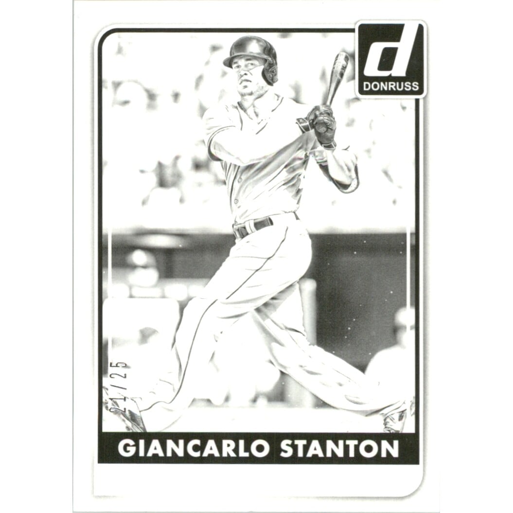 2016 Donruss Test Proof Black #147 Giancarlo Stanton. rookie card picture
