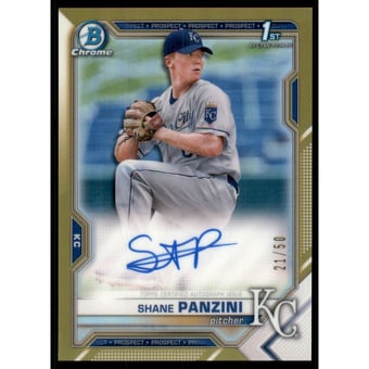 2021 Bowman Chrome Draft Autographs Gold Refractors #CDASP Shane Panzini