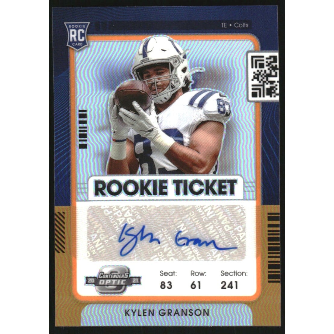 2021 Panini Contenders Optic Orange #178 Kylen Granson AU. rookie card picture