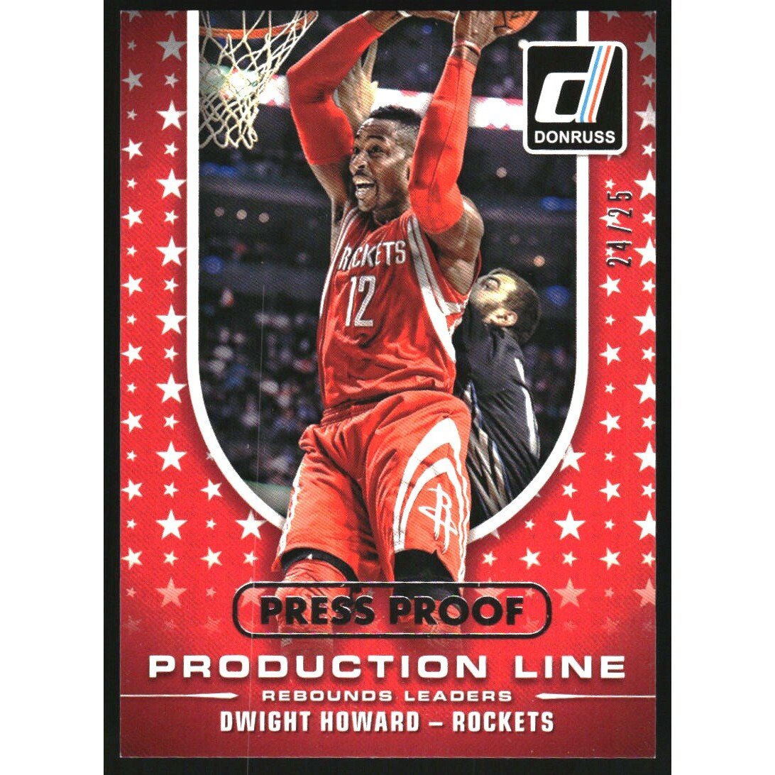 2014-15 Donruss Production Line Rebounds Press Proofs Silver #4 Dwight Howard. rookie card picture