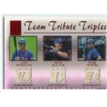 2003 Topps Tribute Contemporary Team Triple Relics Red #RBT Alex Rodriguez Bat/Hank Blalock Bat/Mark Teixeira Bat