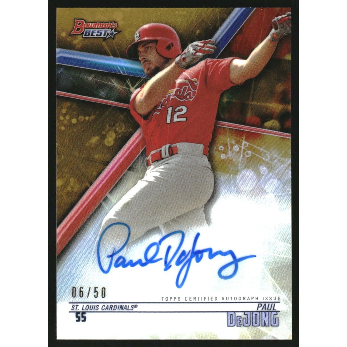 2018 Bowman's Best Best of '18 Autographs Gold Refractors #B18PD Paul DeJong. rookie card picture