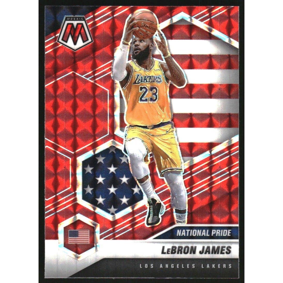 2020-21 Panini Mosaic Mosaic Red #247 LeBron James. rookie card picture