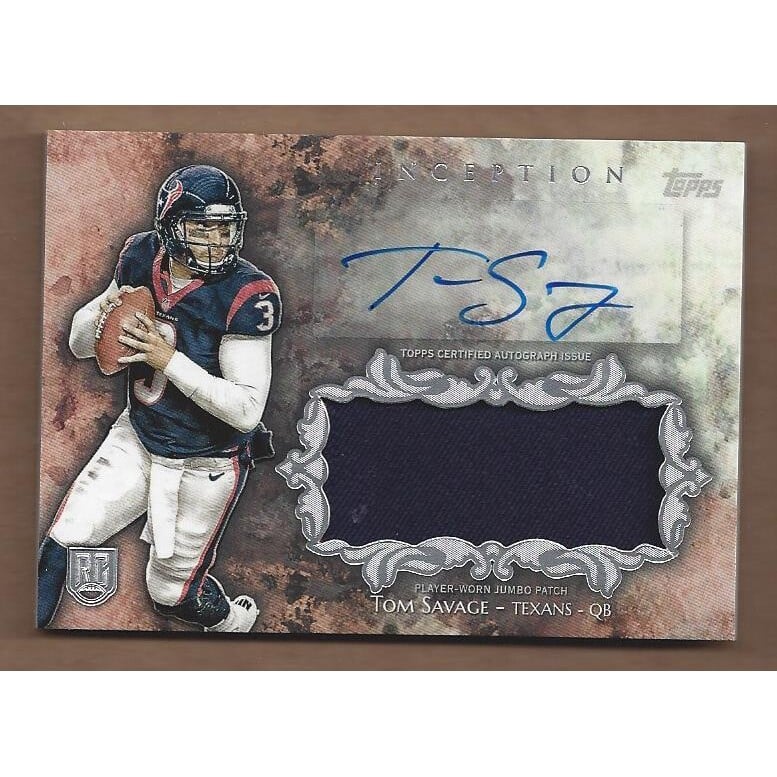 2014 Topps Inception Rookie Jumbo Patch Autographs #IAJPTS Tom Savage. rookie card picture
