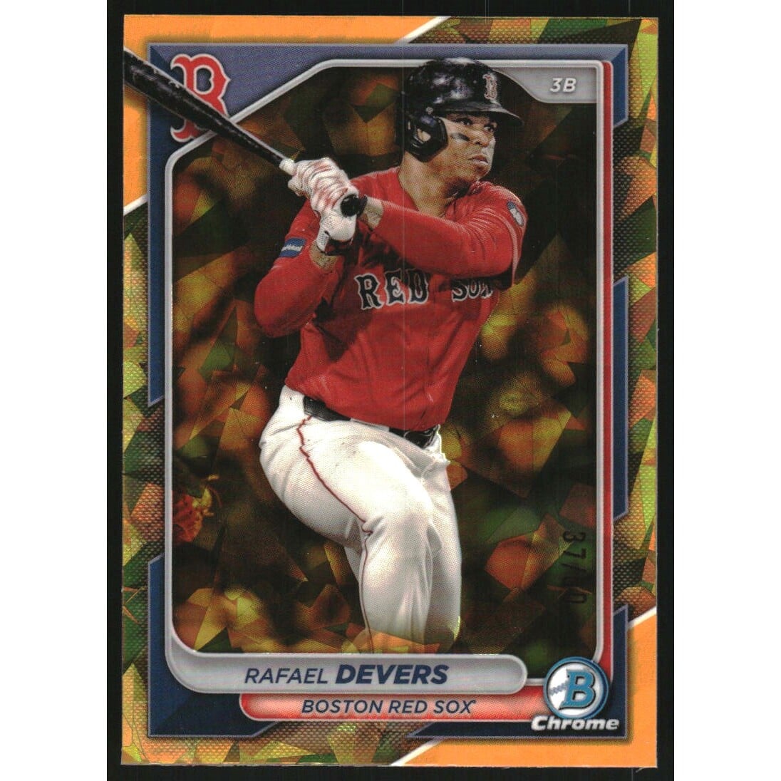 2024 Bowman Chrome Sapphire Gold Refractors #58 Rafael Devers. rookie card picture
