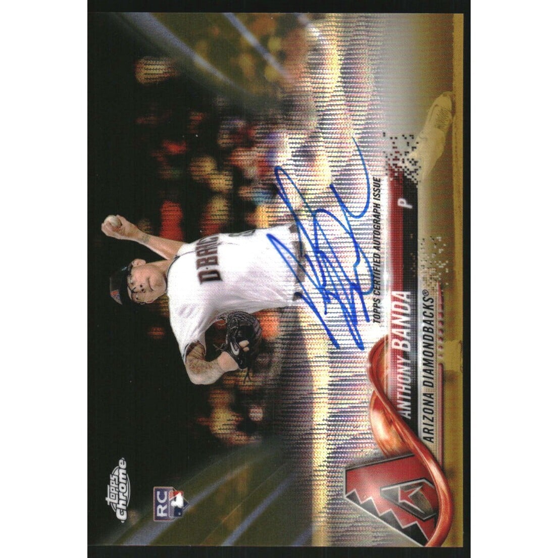 2018 Topps Chrome Rookie Autographs Gold Wave Refractors #RAAB Anthony Banda. rookie card picture
