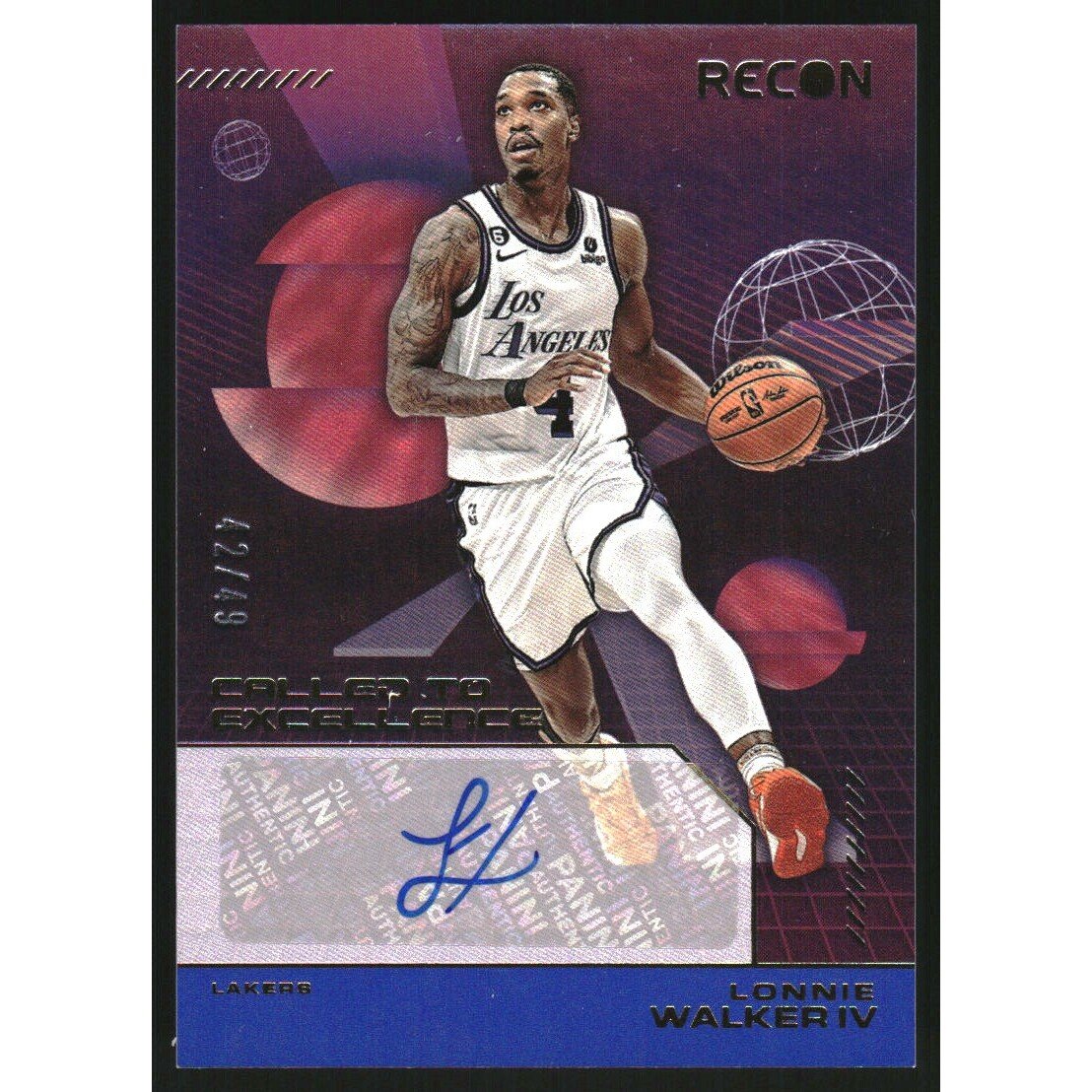 2022-23 Panini Recon Called to Excellence Signatures Blue #14 Lonnie Walker IV. rookie card picture