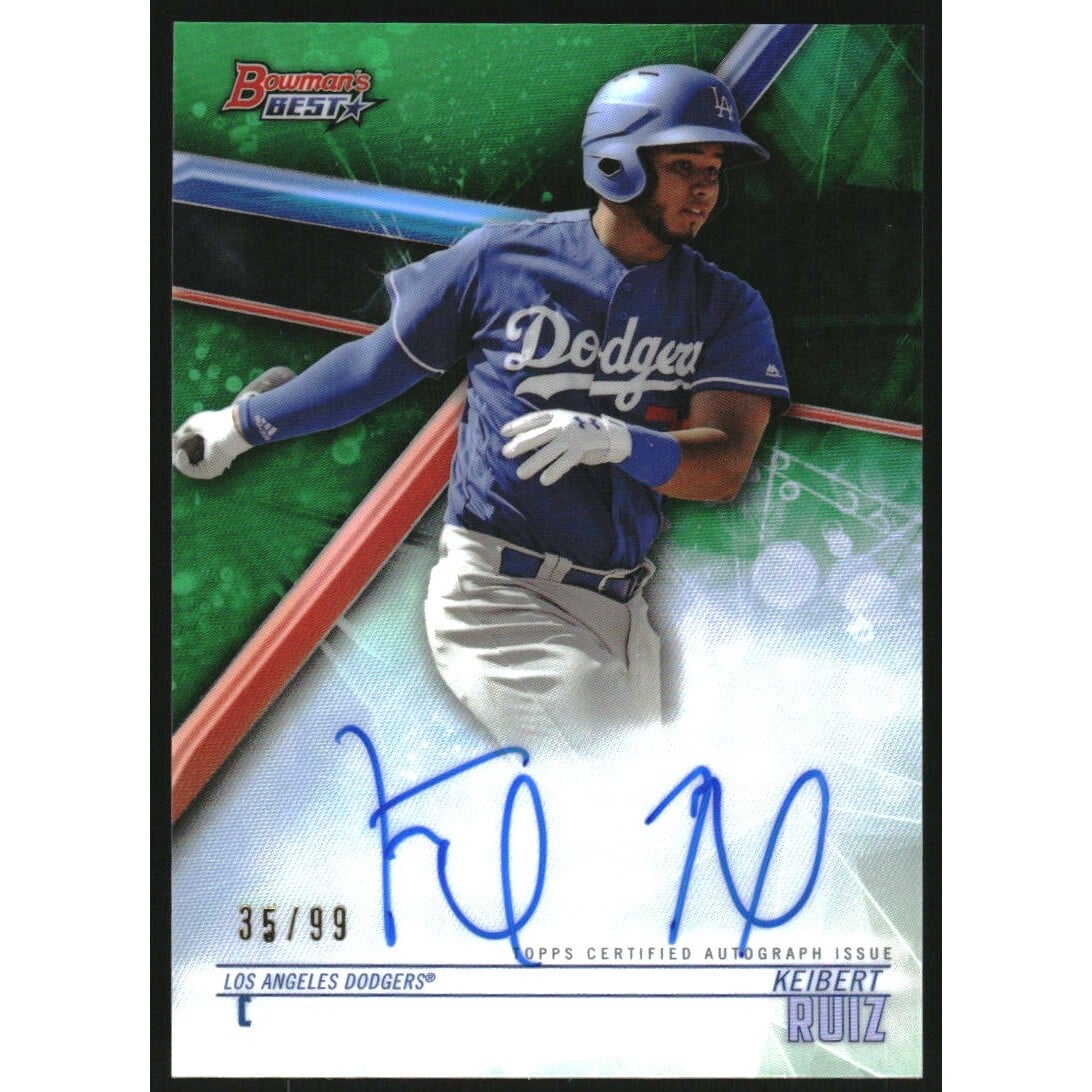 2018 Bowman's Best Best of '18 Autographs Green Refractors #B18KR Keibert Ruiz. rookie card picture
