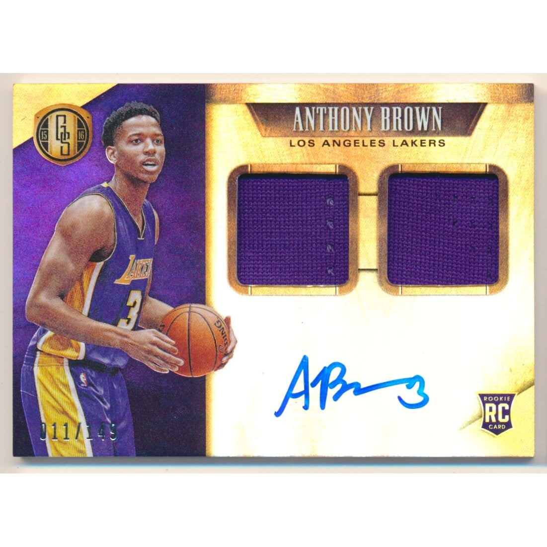 2015-16 Panini Gold Standard #261 Anthony Brown JSY AU/149. rookie card picture