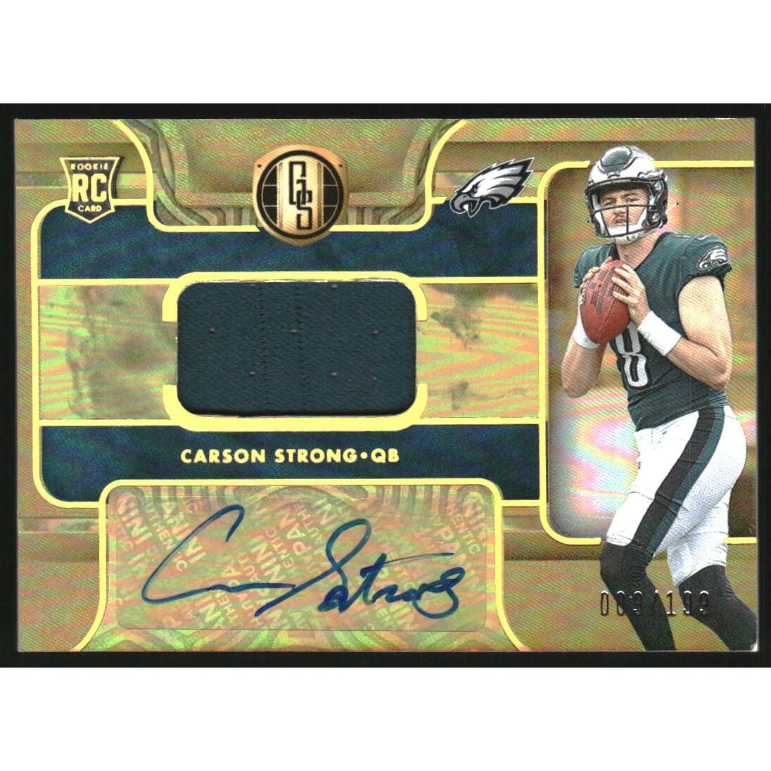 2022 Panini Gold Standard #203 Carson Strong JSY AU/199. rookie card picture