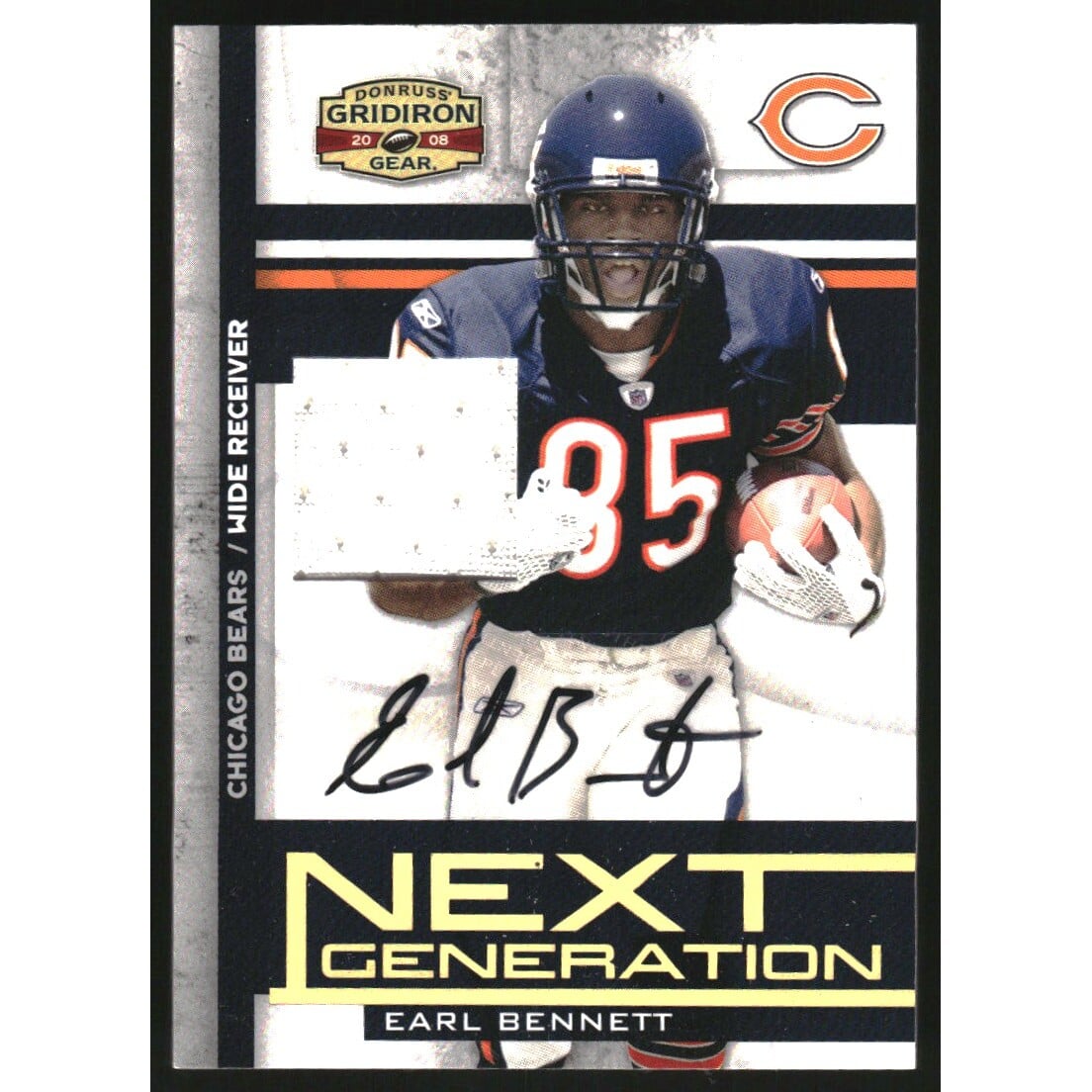 2008 Donruss Gridiron Gear Next Generation Jerseys Autographs #18 Earl Bennett. rookie card picture