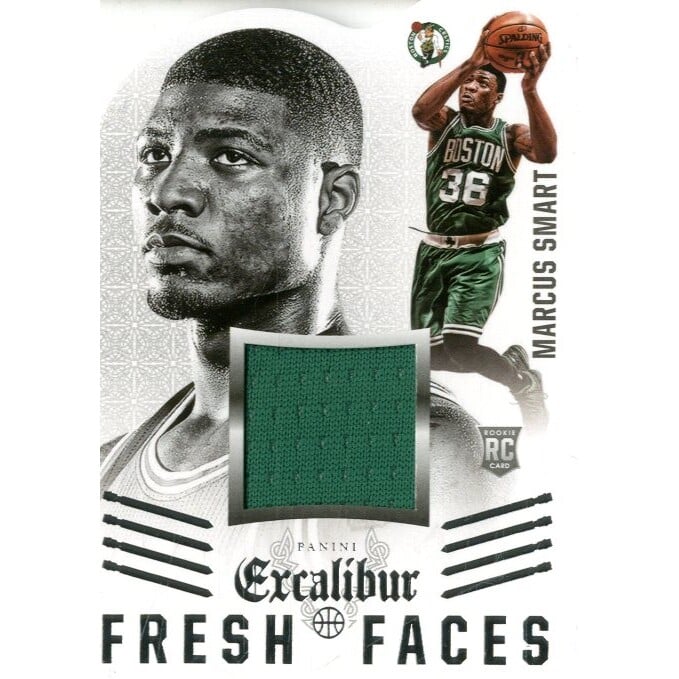 2014-15 Panini Excalibur Fresh Faces Die-Cut Jerseys #24 Marcus Smart. rookie card picture
