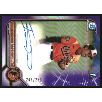 2022 Bowman Chrome Prospect Autographs Purple Refractors #CPAID Isaac De Leon