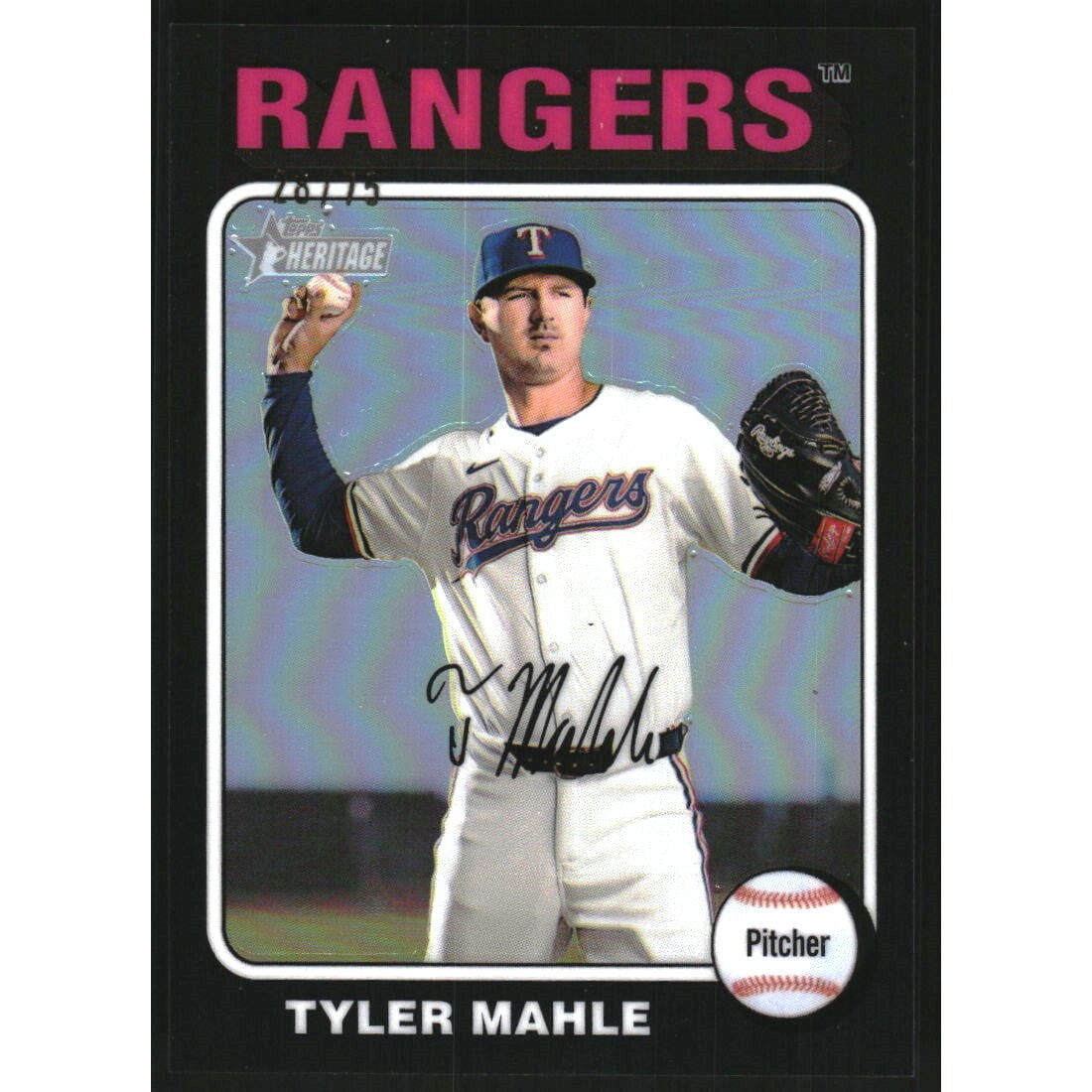 2024 Topps Heritage Chrome Black Refractors #527 Tyler Mahle HN. rookie card picture