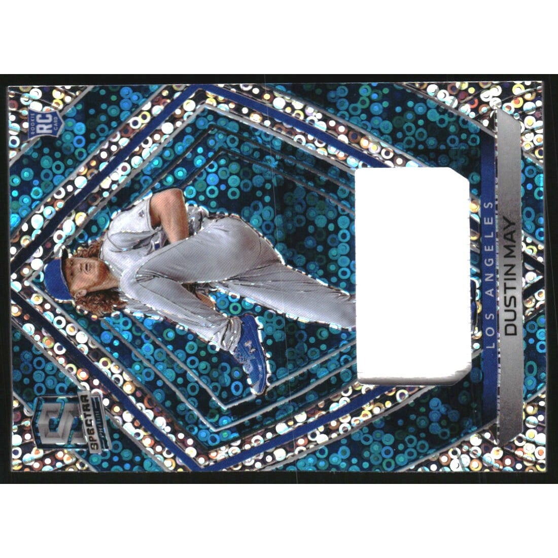 2020 Panini Spectra Swatches Neon Blue #9 Dustin May. rookie card picture