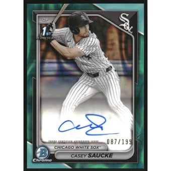 2024 Bowman Chrome Draft Autographs Aqua Lava Refractors #CPACSA Casey Saucke